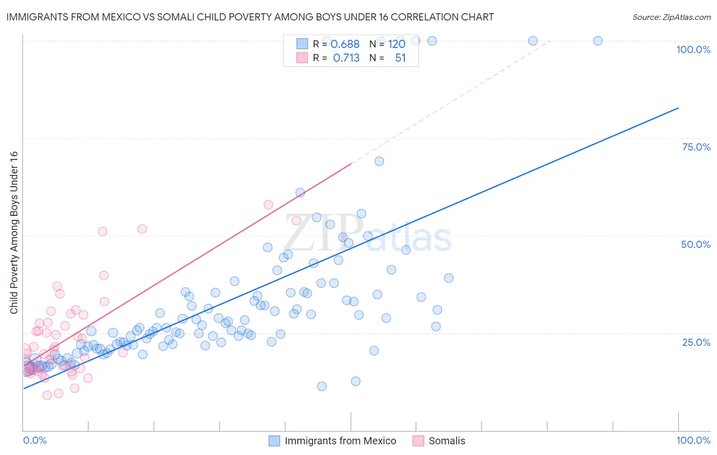 Immigrants from Mexico vs Somali Child Poverty Among Boys Under 16