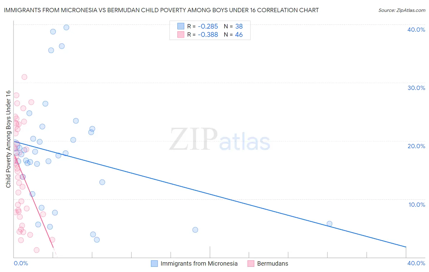 Immigrants from Micronesia vs Bermudan Child Poverty Among Boys Under 16