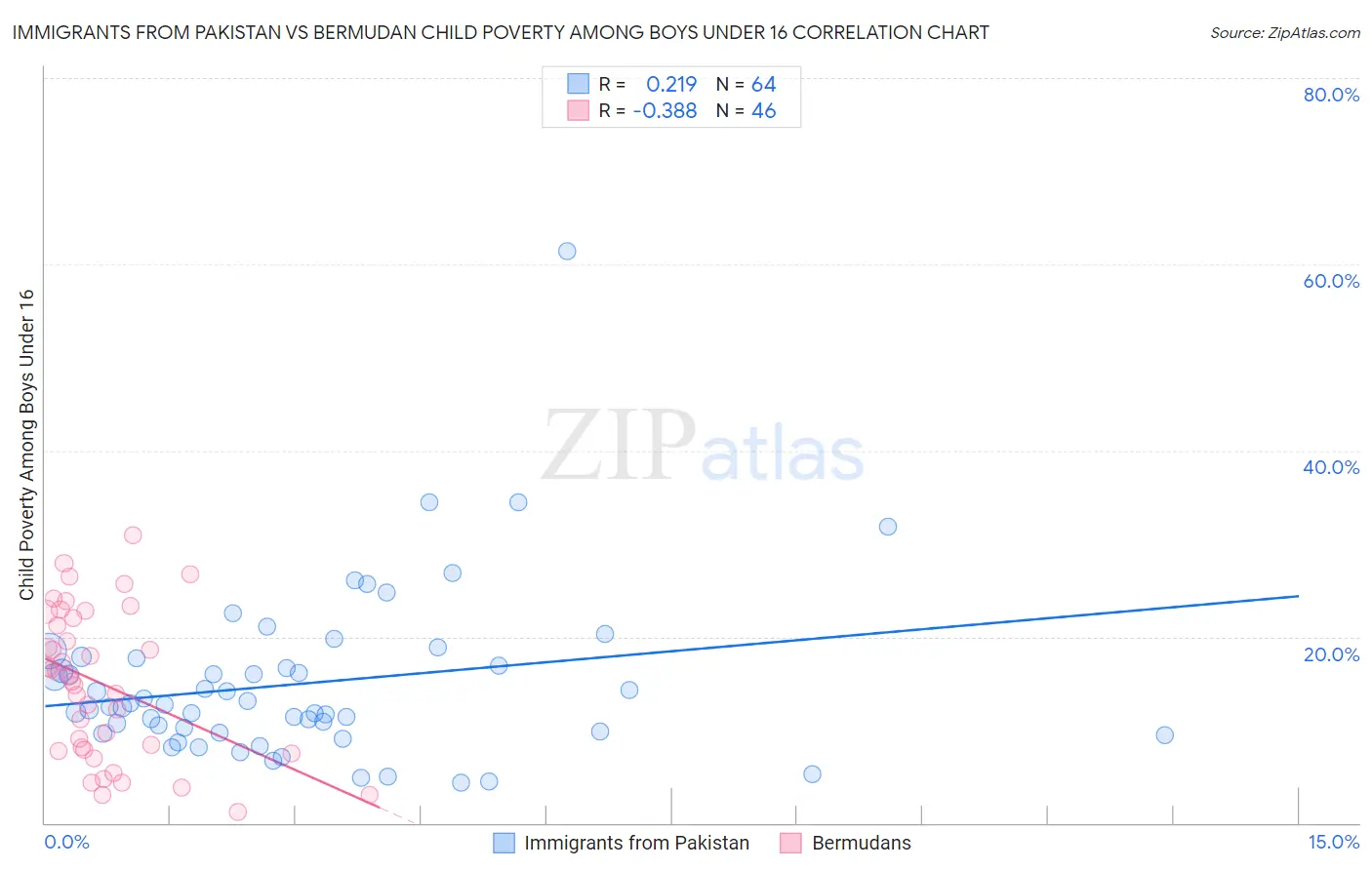 Immigrants from Pakistan vs Bermudan Child Poverty Among Boys Under 16