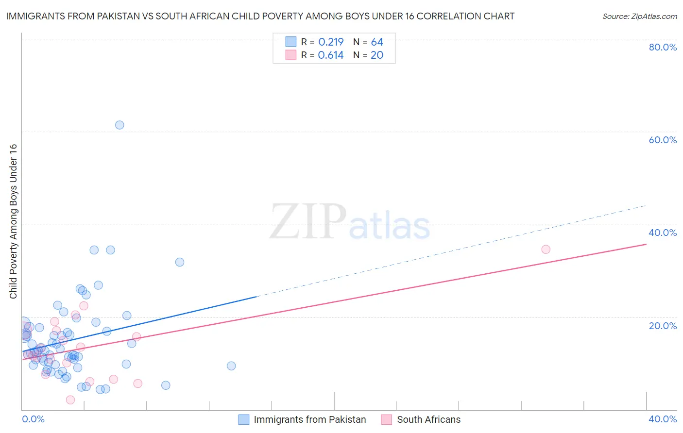 Immigrants from Pakistan vs South African Child Poverty Among Boys Under 16