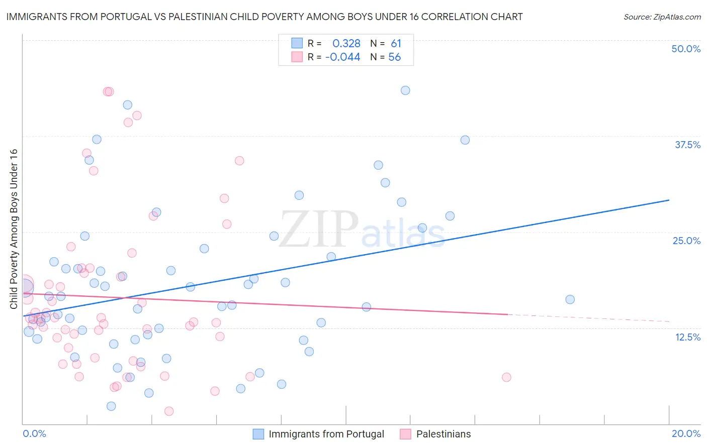 Immigrants from Portugal vs Palestinian Child Poverty Among Boys Under 16