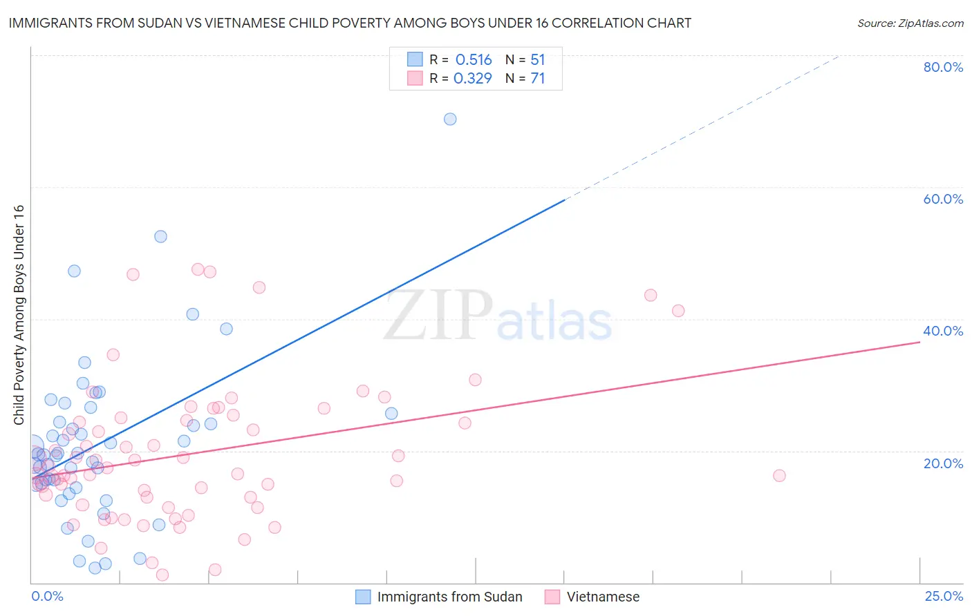 Immigrants from Sudan vs Vietnamese Child Poverty Among Boys Under 16