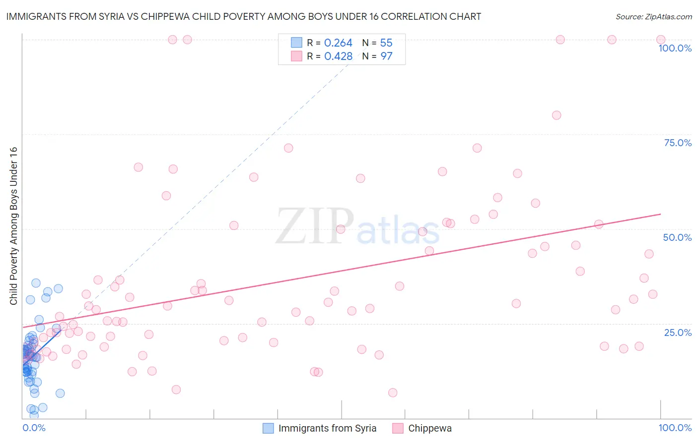 Immigrants from Syria vs Chippewa Child Poverty Among Boys Under 16