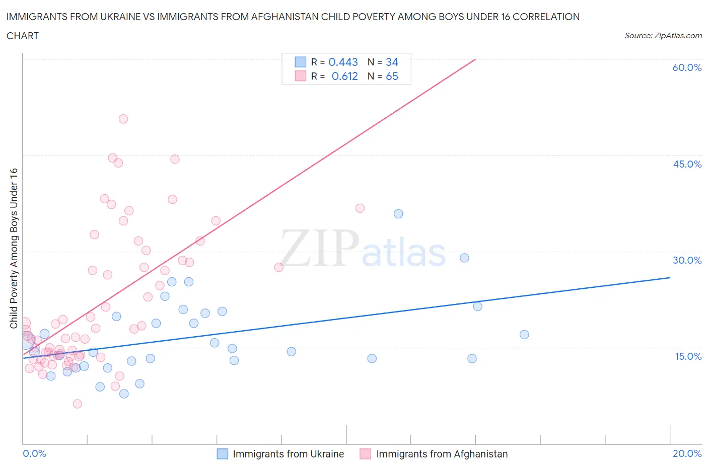 Immigrants from Ukraine vs Immigrants from Afghanistan Child Poverty Among Boys Under 16