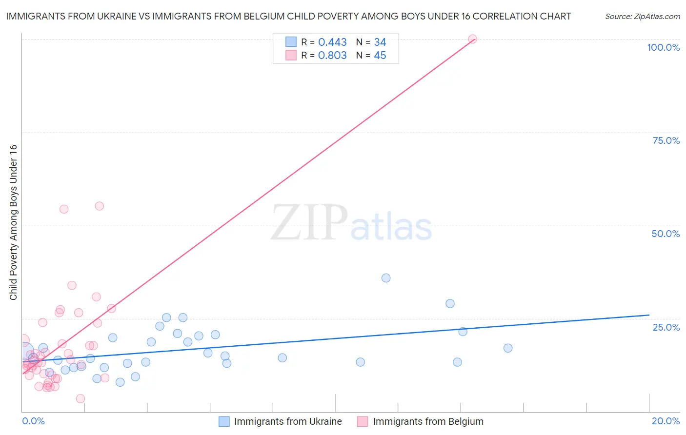 Immigrants from Ukraine vs Immigrants from Belgium Child Poverty Among Boys Under 16