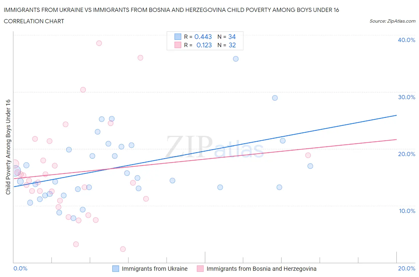 Immigrants from Ukraine vs Immigrants from Bosnia and Herzegovina Child Poverty Among Boys Under 16