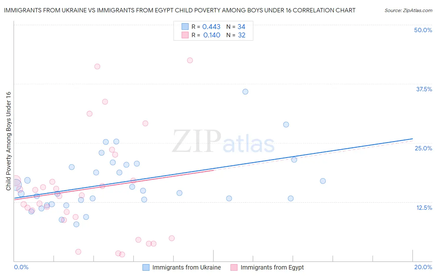 Immigrants from Ukraine vs Immigrants from Egypt Child Poverty Among Boys Under 16