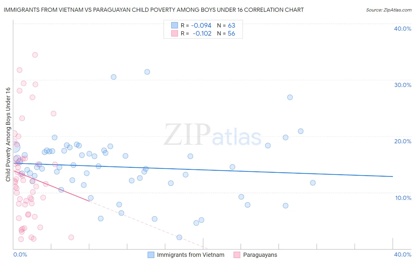 Immigrants from Vietnam vs Paraguayan Child Poverty Among Boys Under 16