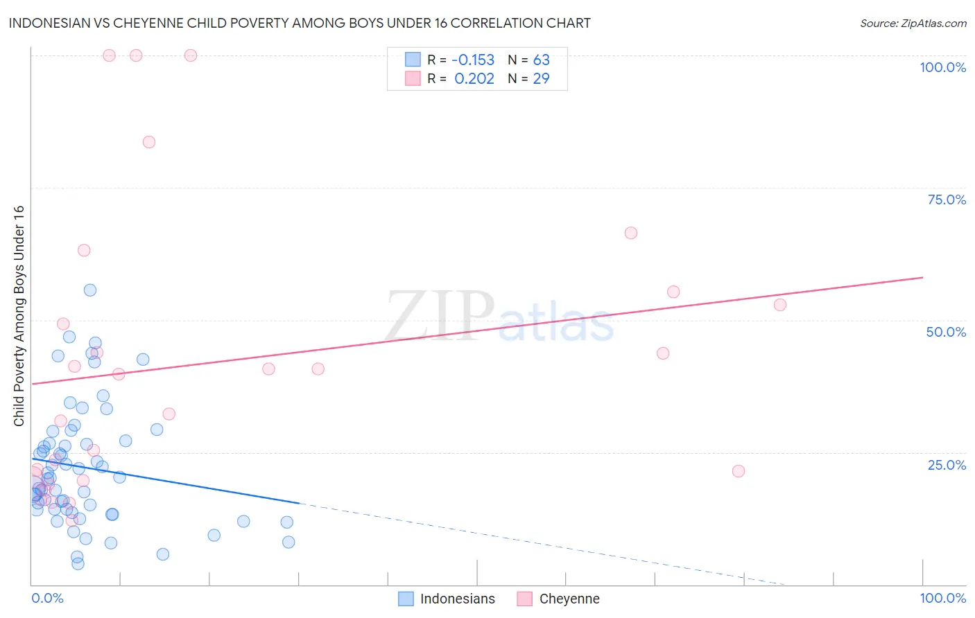 Indonesian vs Cheyenne Child Poverty Among Boys Under 16