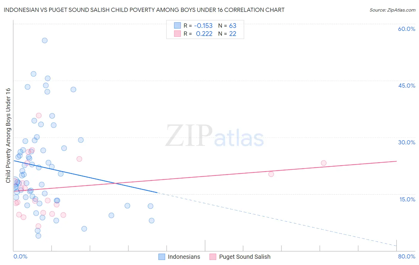 Indonesian vs Puget Sound Salish Child Poverty Among Boys Under 16