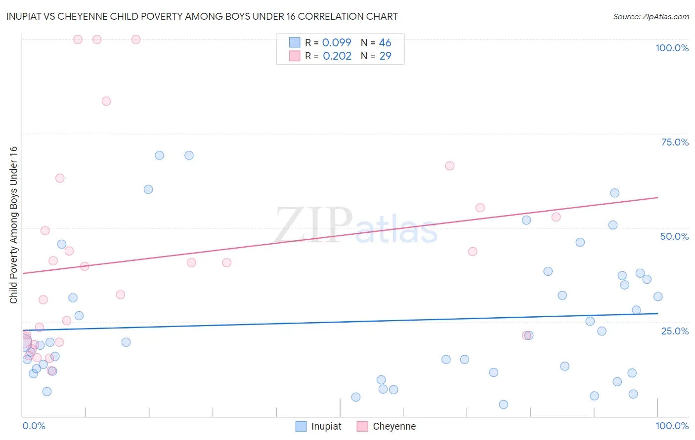 Inupiat vs Cheyenne Child Poverty Among Boys Under 16