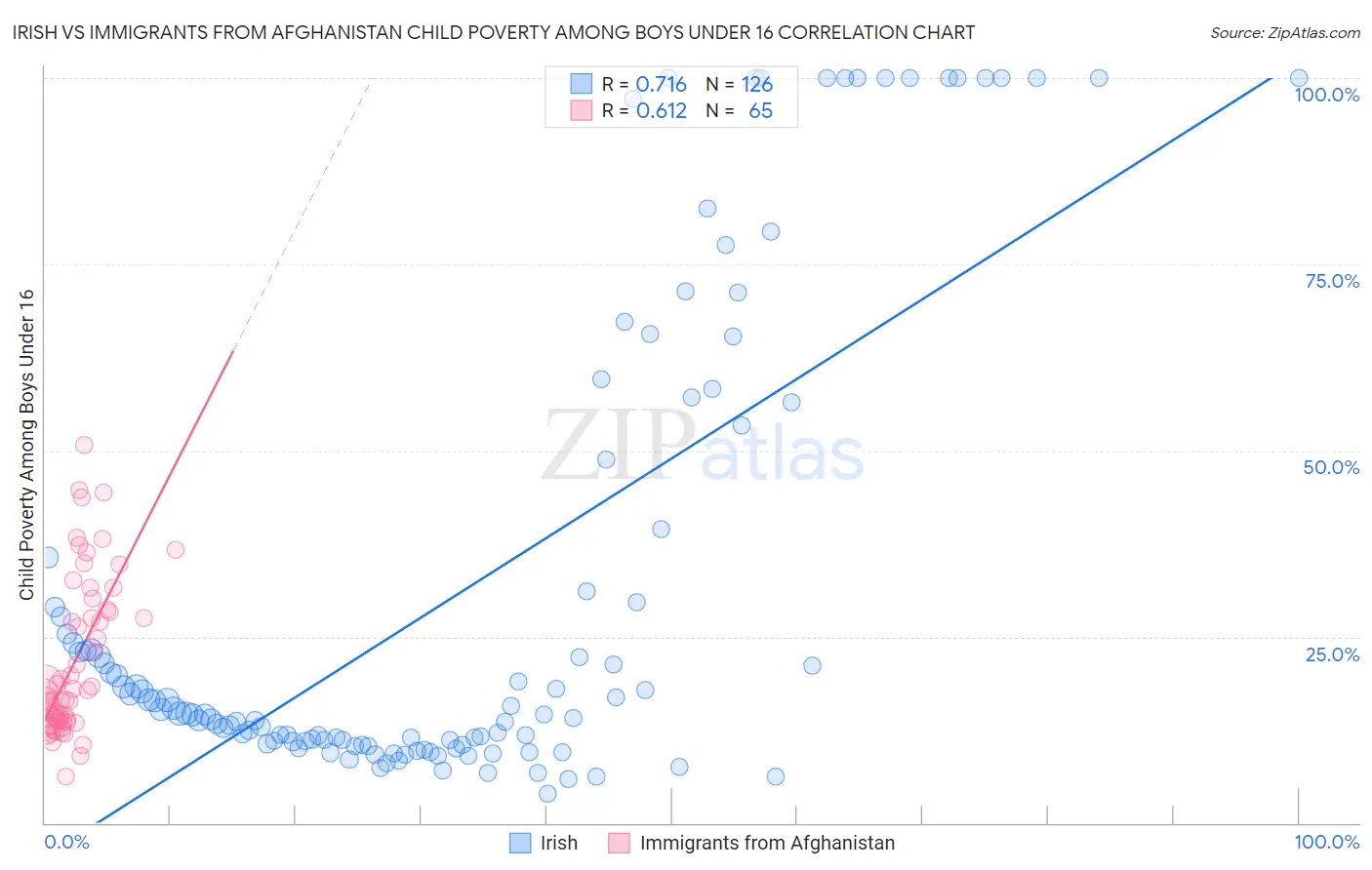 Irish vs Immigrants from Afghanistan Child Poverty Among Boys Under 16