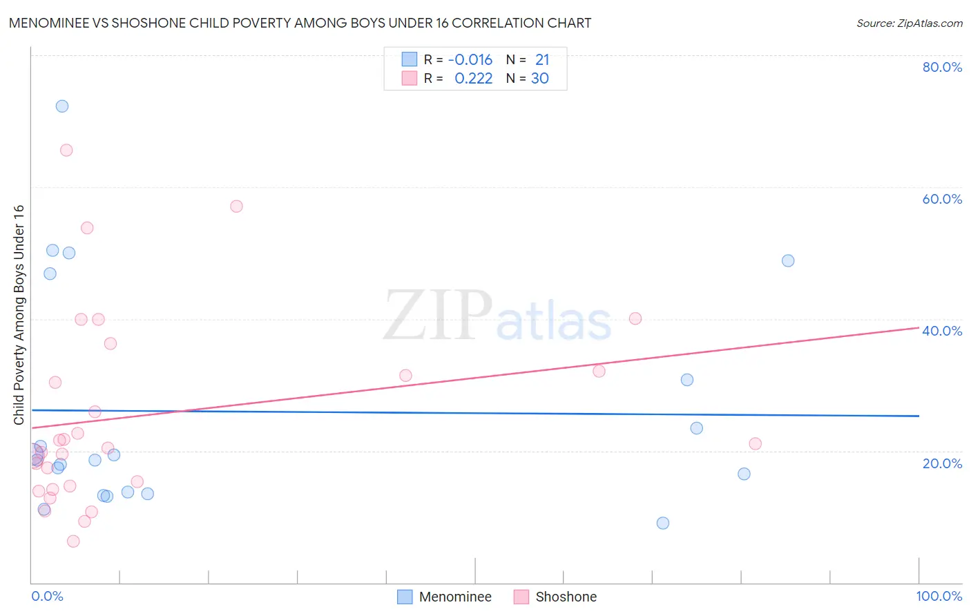 Menominee vs Shoshone Child Poverty Among Boys Under 16