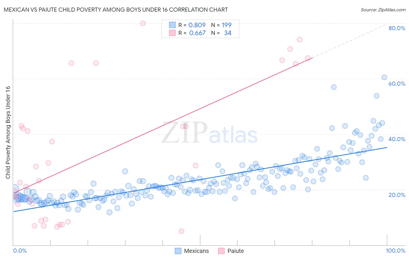 Mexican vs Paiute Child Poverty Among Boys Under 16
