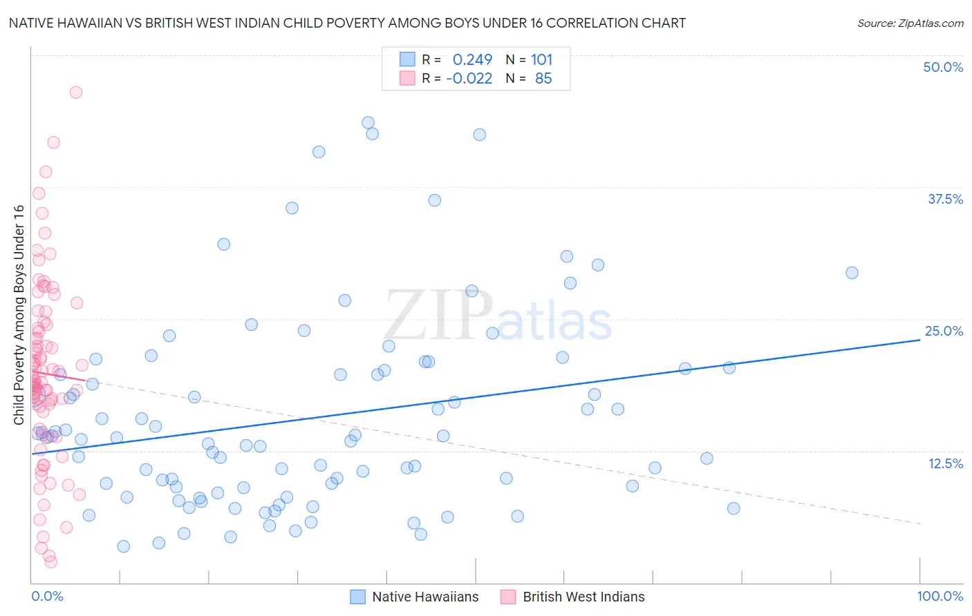 Native Hawaiian vs British West Indian Child Poverty Among Boys Under 16