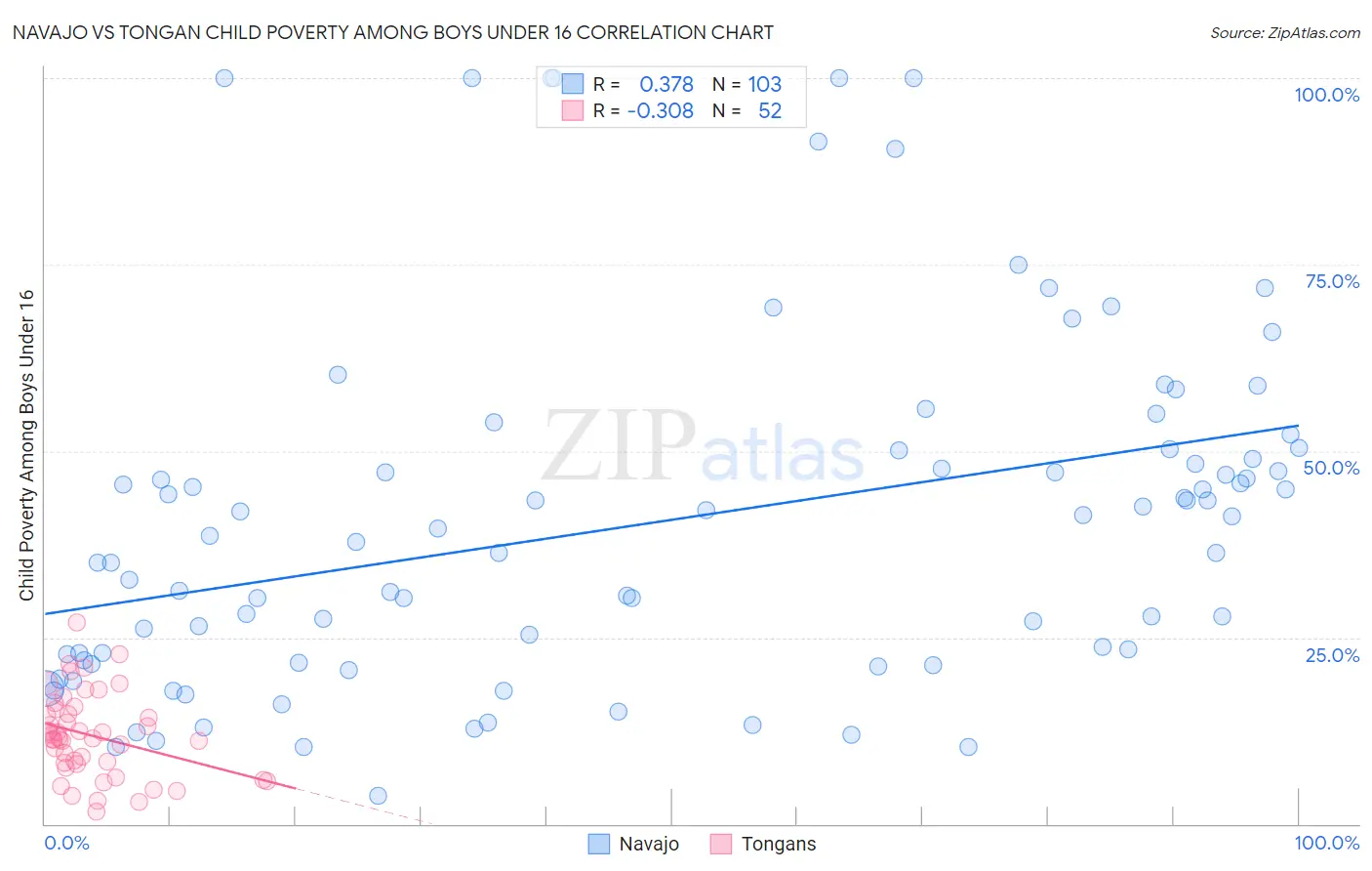 Navajo vs Tongan Child Poverty Among Boys Under 16