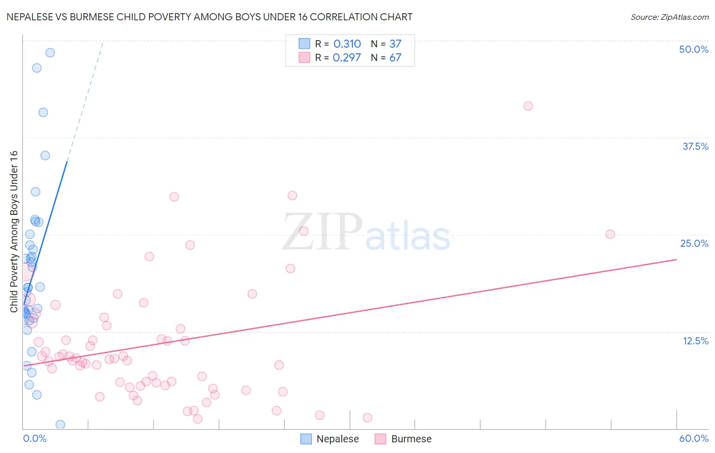 Nepalese vs Burmese Child Poverty Among Boys Under 16