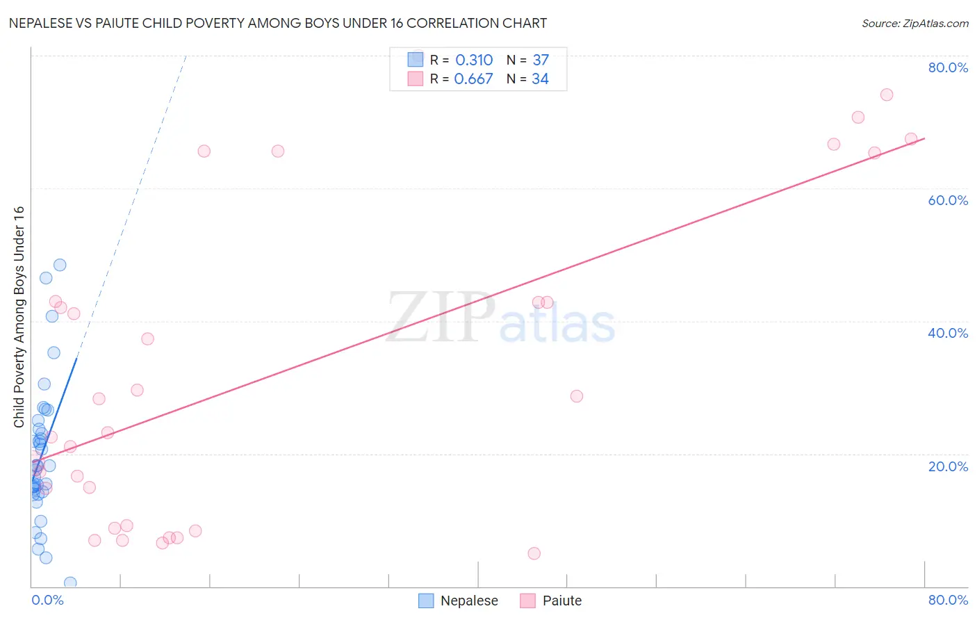 Nepalese vs Paiute Child Poverty Among Boys Under 16