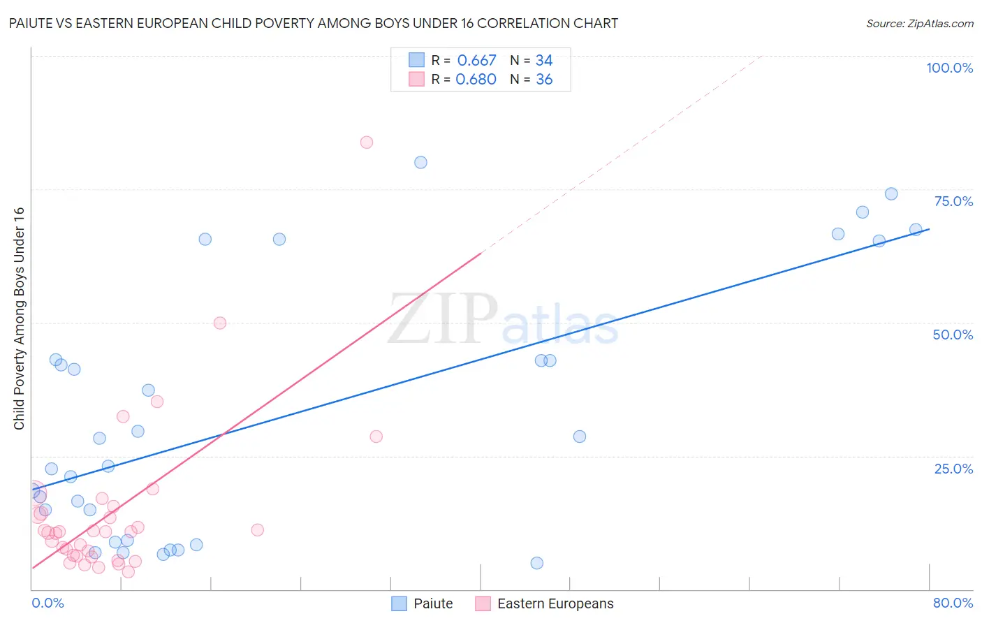 Paiute vs Eastern European Child Poverty Among Boys Under 16