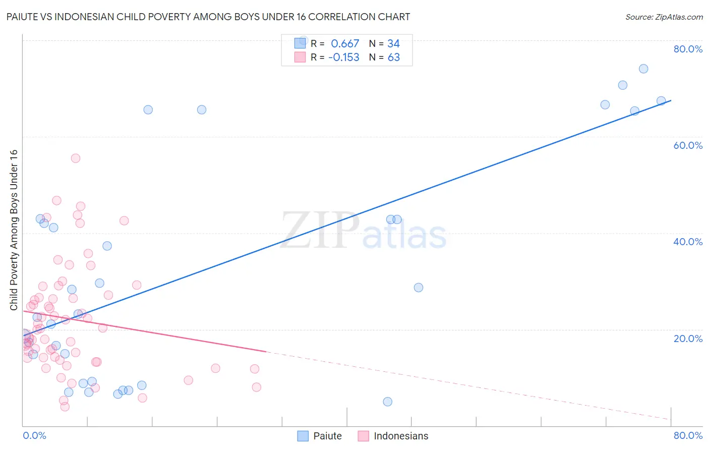 Paiute vs Indonesian Child Poverty Among Boys Under 16