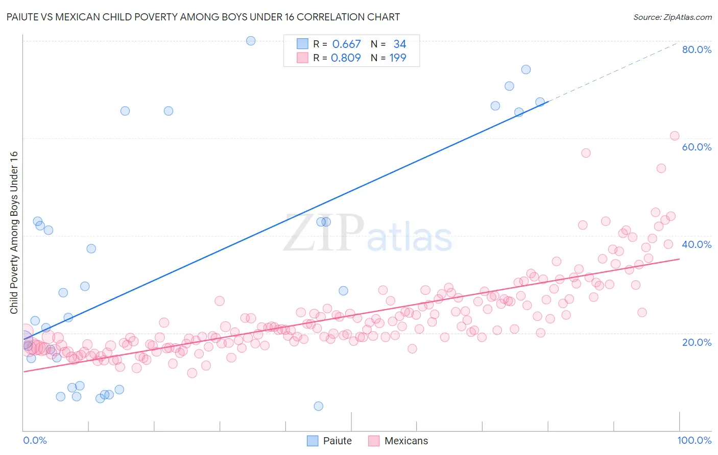 Paiute vs Mexican Child Poverty Among Boys Under 16