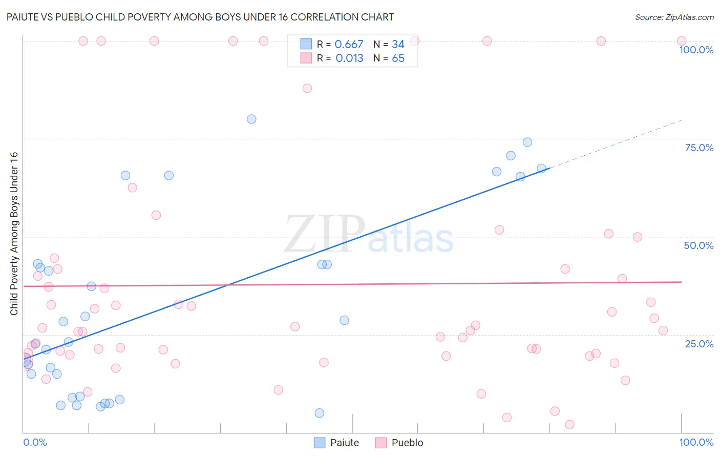 Paiute vs Pueblo Child Poverty Among Boys Under 16