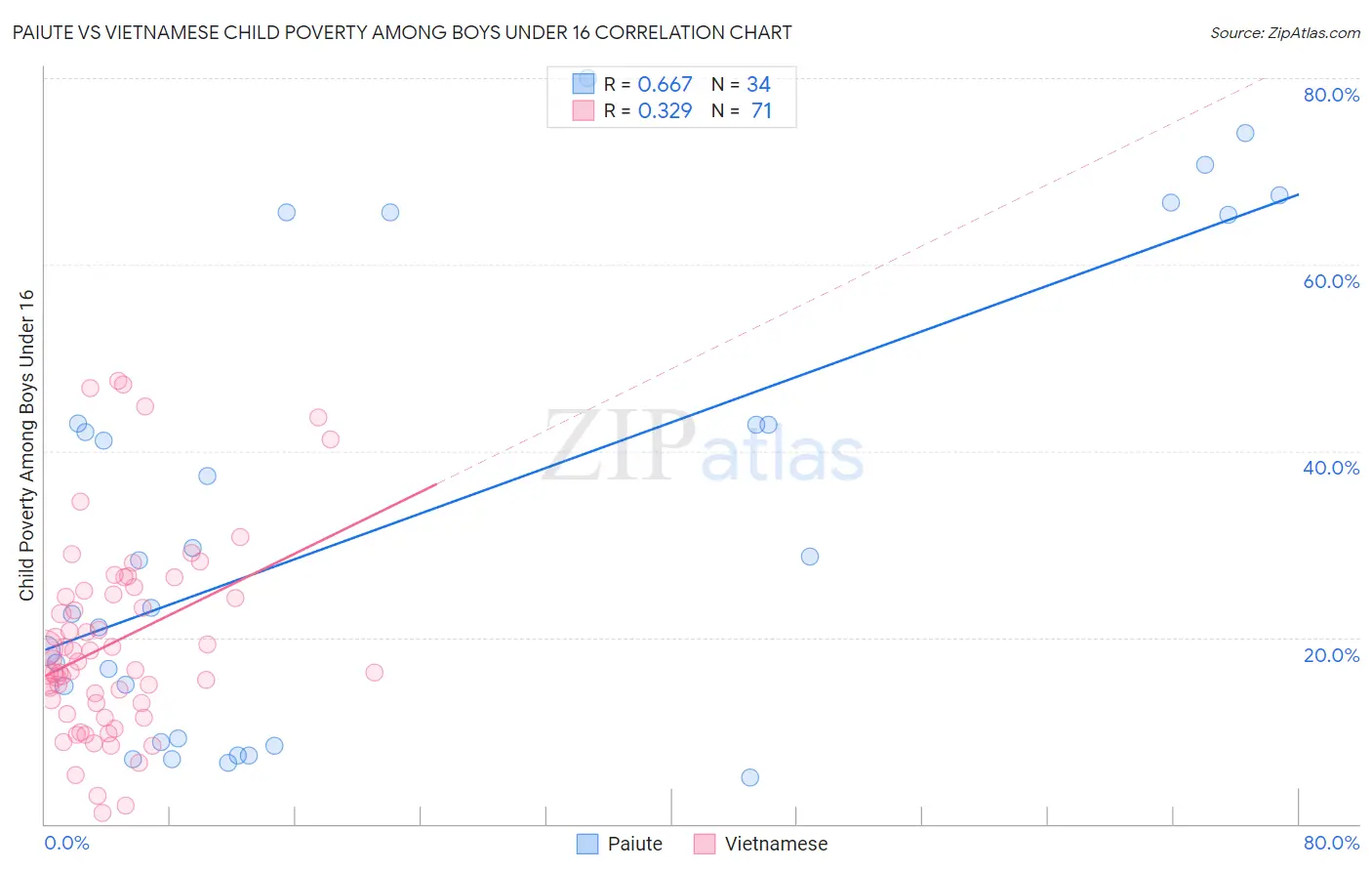 Paiute vs Vietnamese Child Poverty Among Boys Under 16