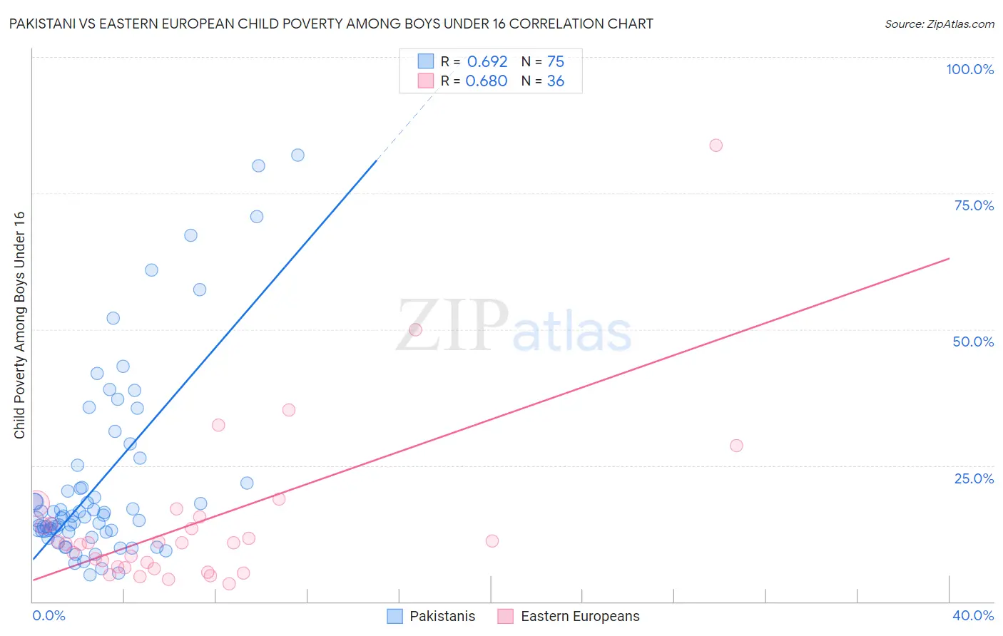 Pakistani vs Eastern European Child Poverty Among Boys Under 16