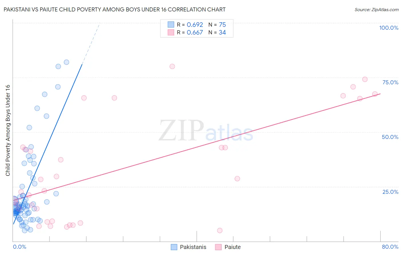 Pakistani vs Paiute Child Poverty Among Boys Under 16
