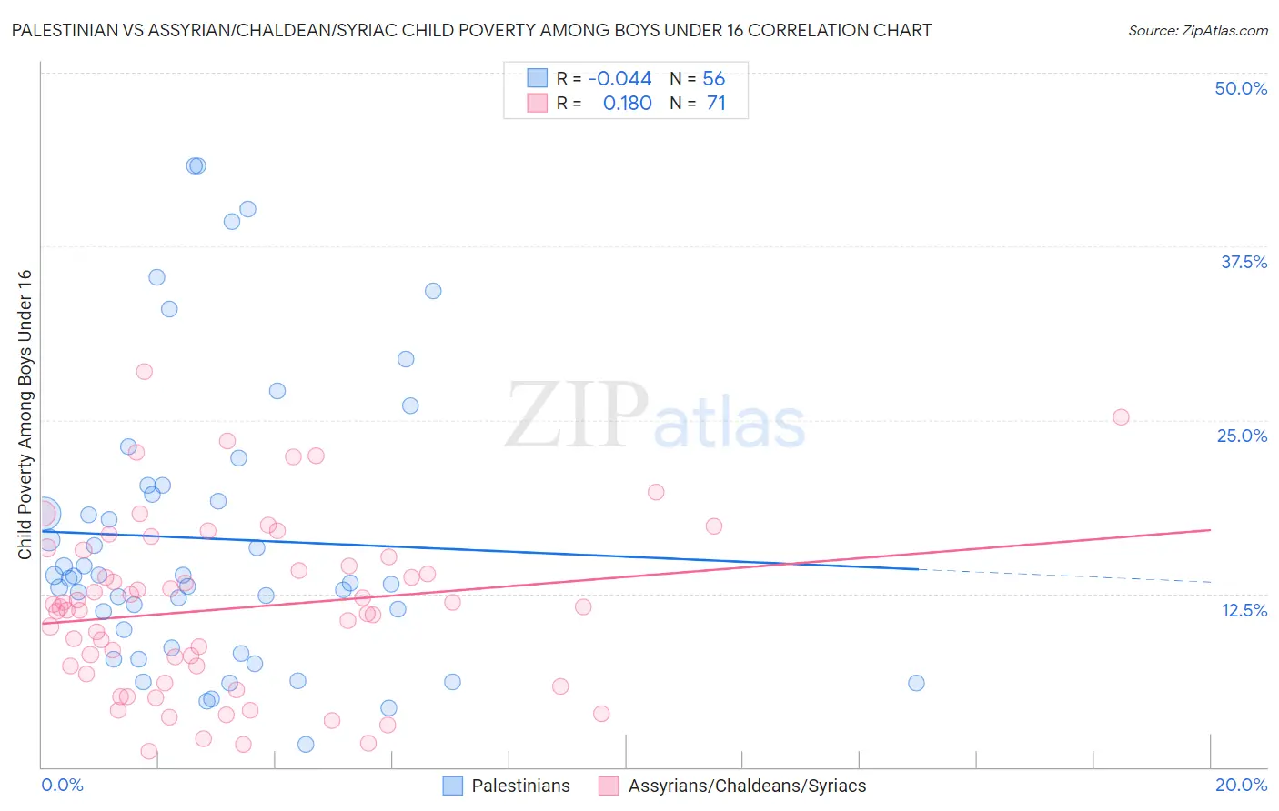 Palestinian vs Assyrian/Chaldean/Syriac Child Poverty Among Boys Under 16