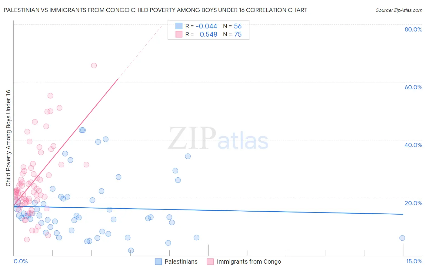 Palestinian vs Immigrants from Congo Child Poverty Among Boys Under 16