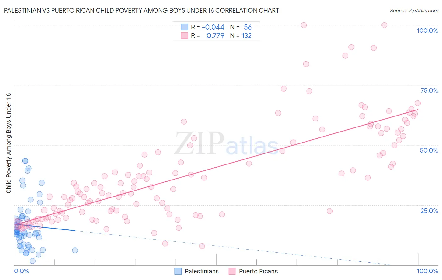 Palestinian vs Puerto Rican Child Poverty Among Boys Under 16