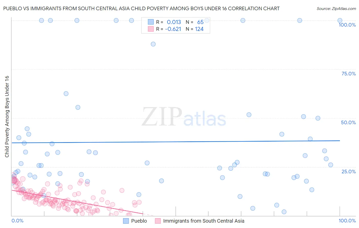 Pueblo vs Immigrants from South Central Asia Child Poverty Among Boys Under 16