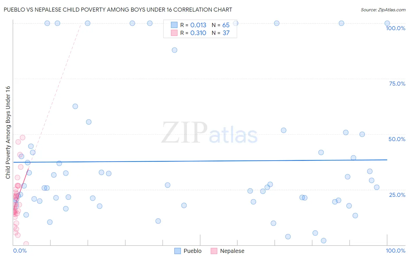 Pueblo vs Nepalese Child Poverty Among Boys Under 16