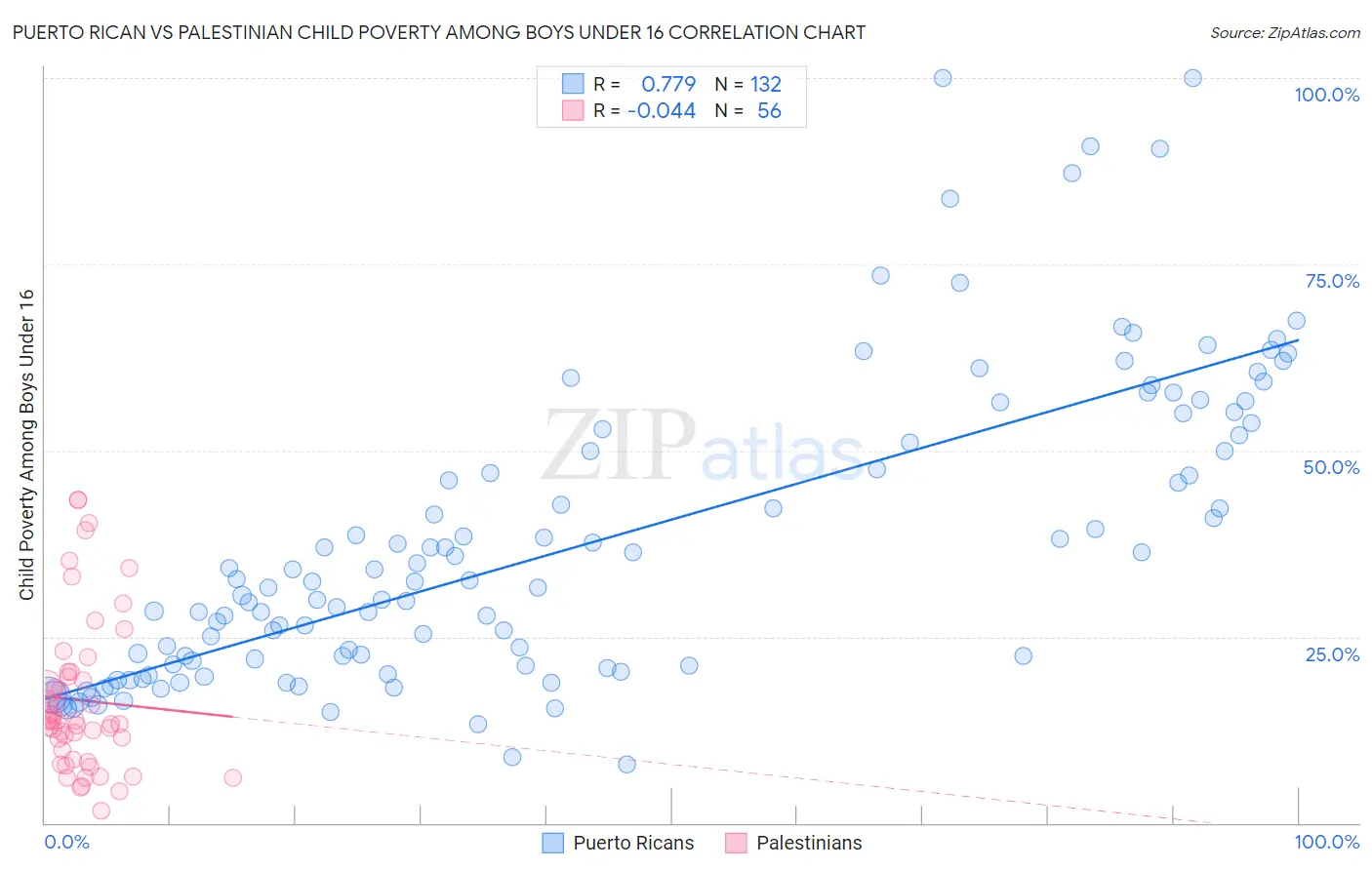 Puerto Rican vs Palestinian Child Poverty Among Boys Under 16