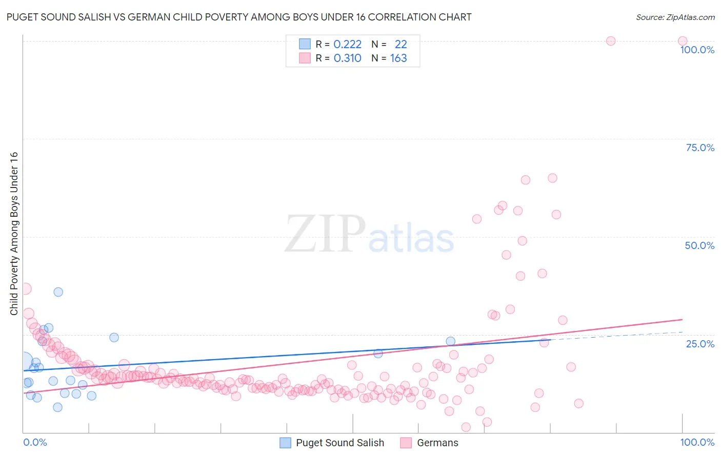 Puget Sound Salish vs German Child Poverty Among Boys Under 16