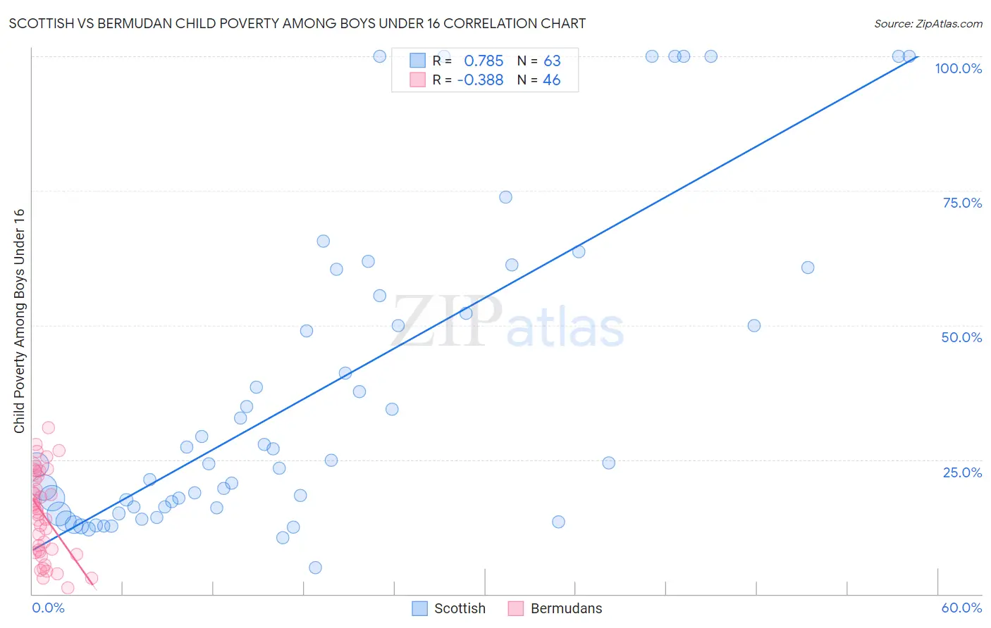 Scottish vs Bermudan Child Poverty Among Boys Under 16