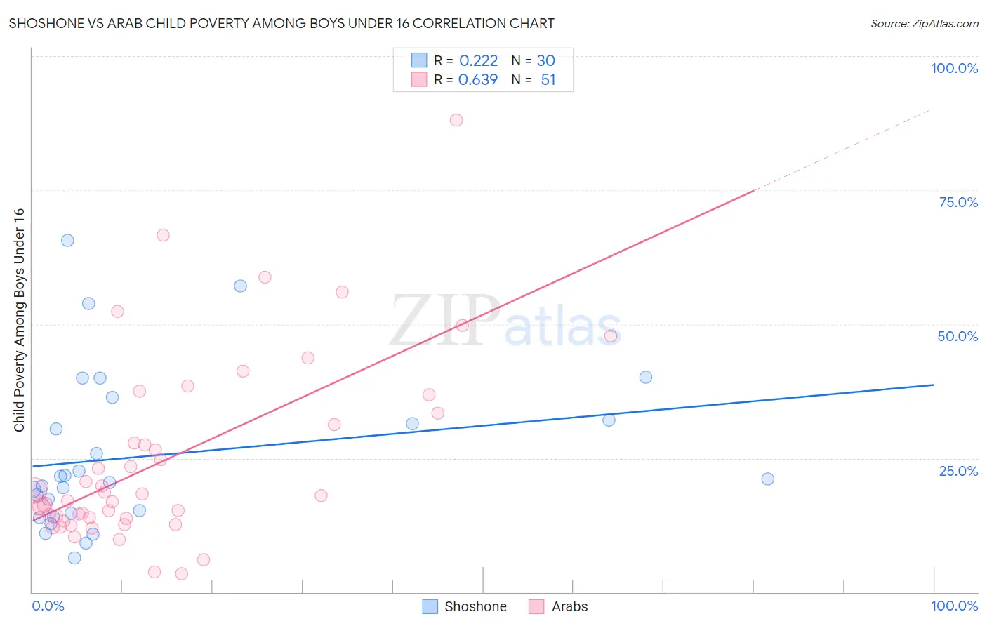Shoshone vs Arab Child Poverty Among Boys Under 16