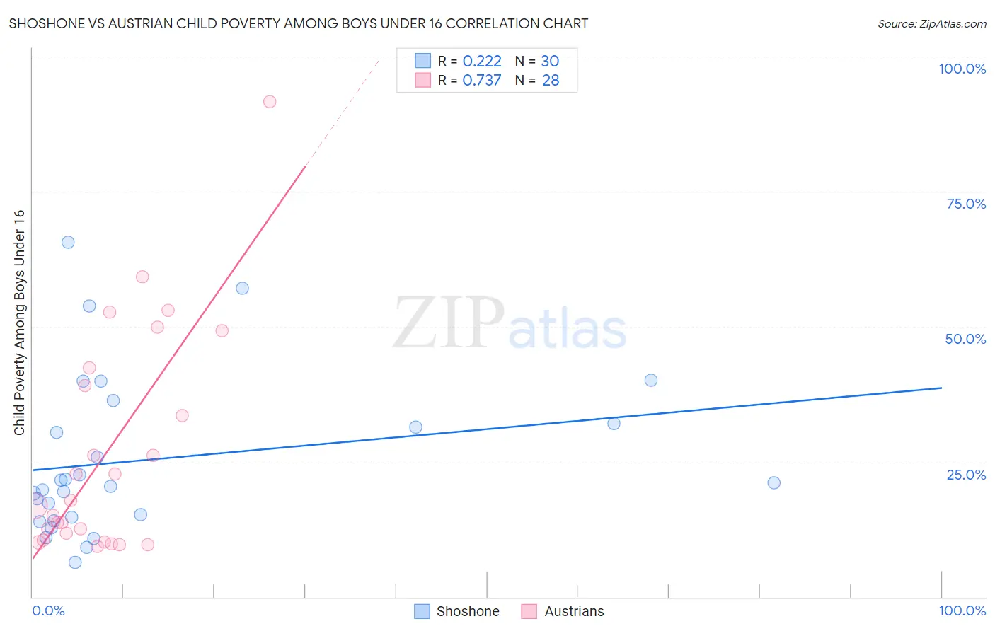 Shoshone vs Austrian Child Poverty Among Boys Under 16