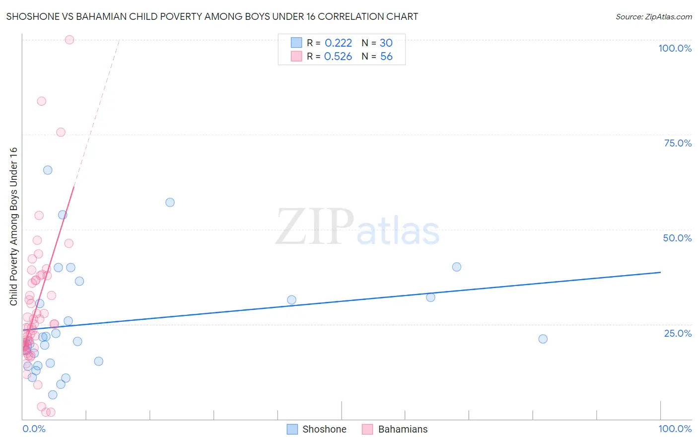 Shoshone vs Bahamian Child Poverty Among Boys Under 16
