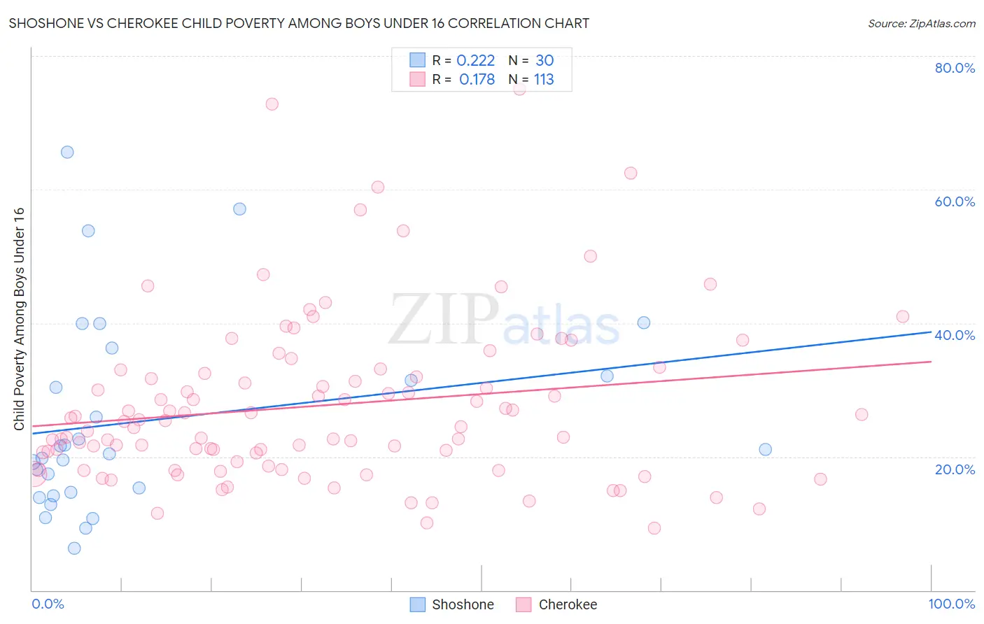 Shoshone vs Cherokee Child Poverty Among Boys Under 16