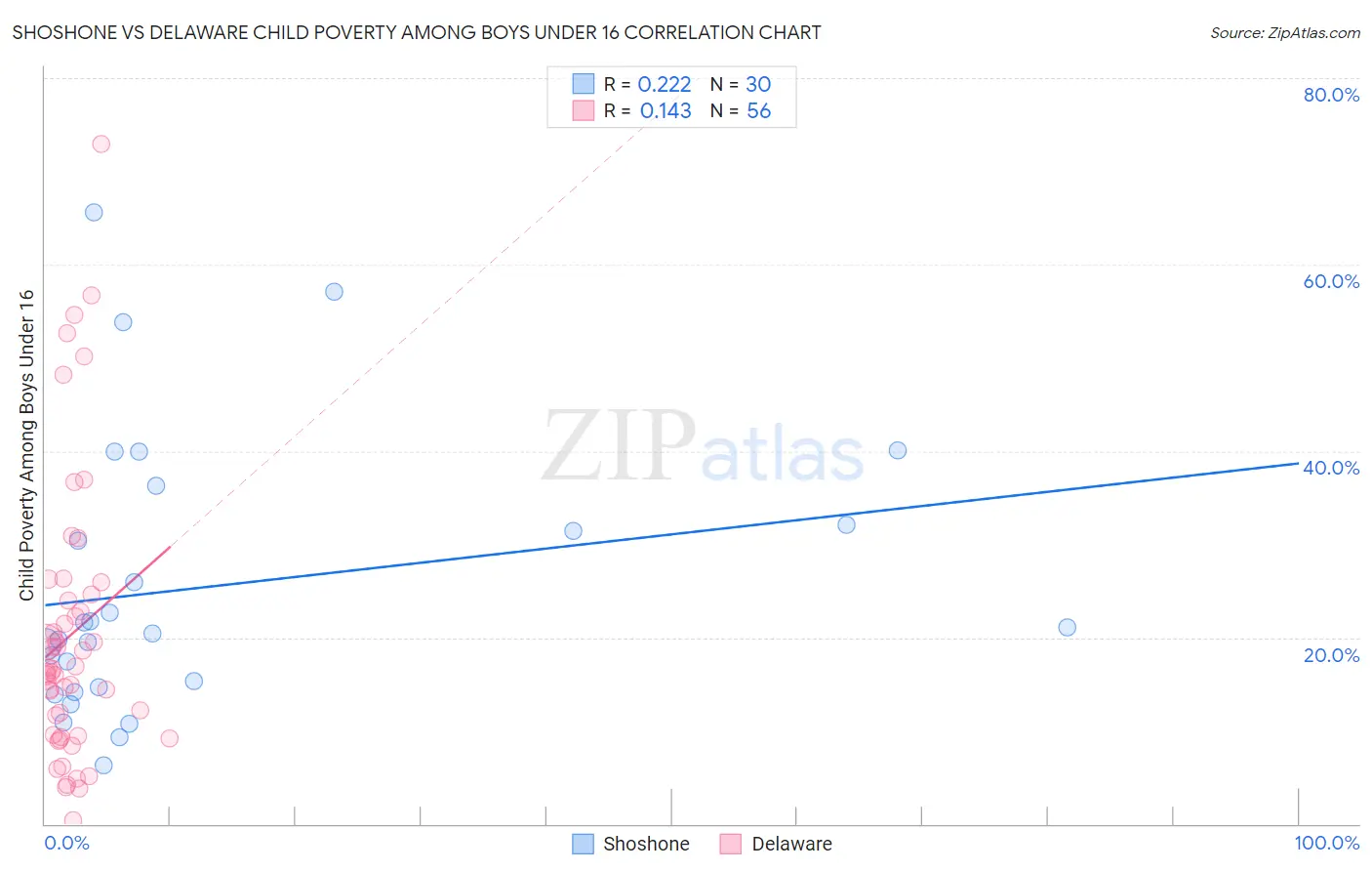 Shoshone vs Delaware Child Poverty Among Boys Under 16