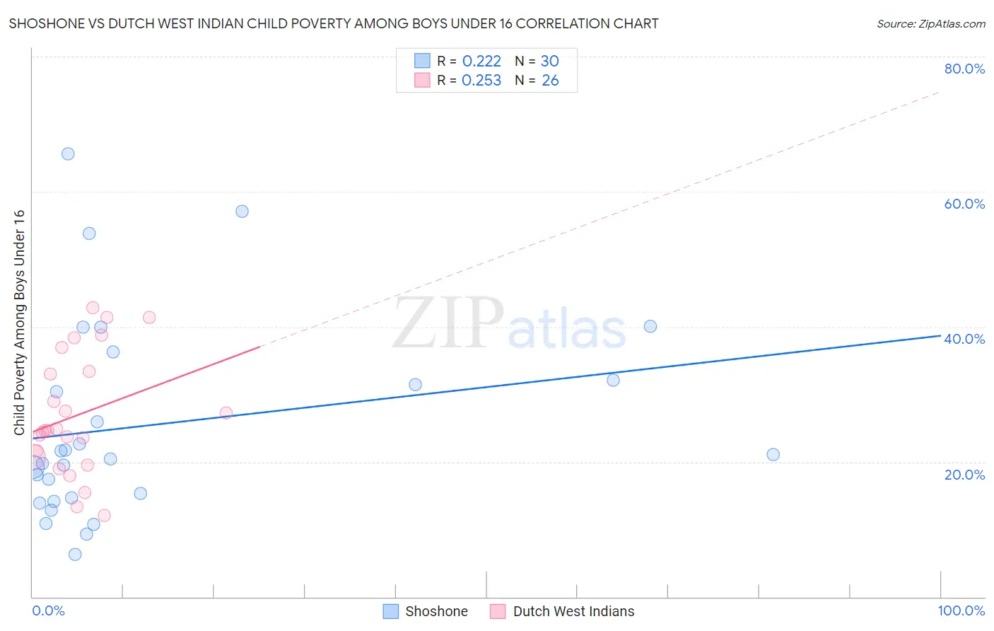 Shoshone vs Dutch West Indian Child Poverty Among Boys Under 16