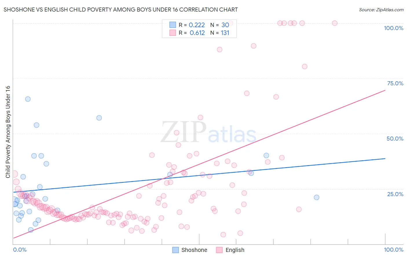 Shoshone vs English Child Poverty Among Boys Under 16