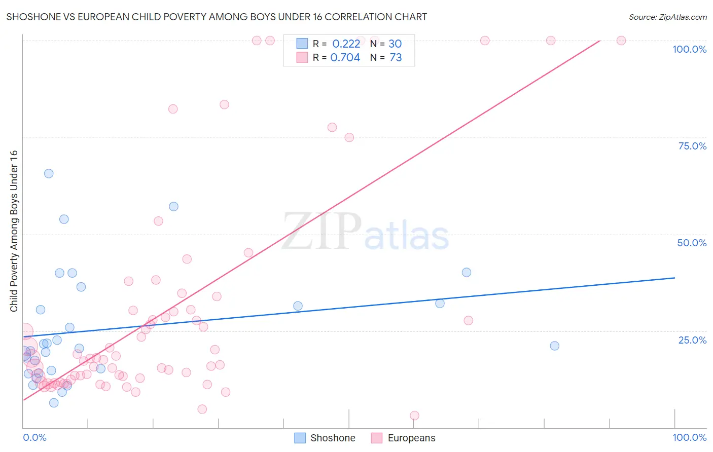 Shoshone vs European Child Poverty Among Boys Under 16