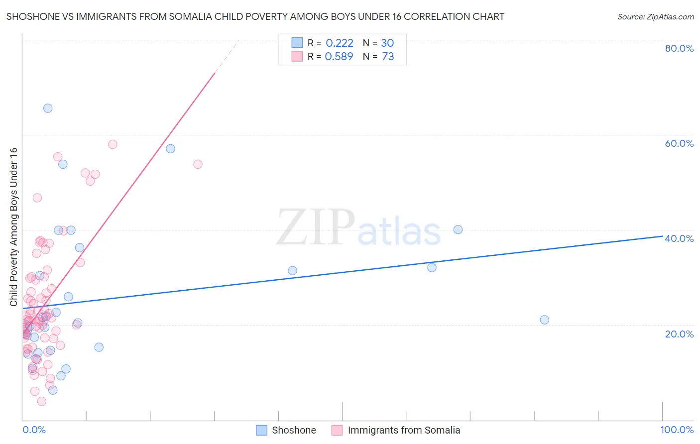 Shoshone vs Immigrants from Somalia Child Poverty Among Boys Under 16