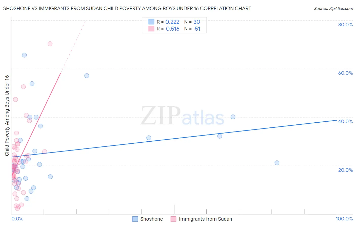 Shoshone vs Immigrants from Sudan Child Poverty Among Boys Under 16