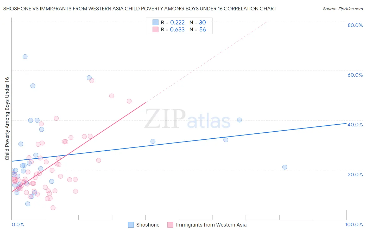 Shoshone vs Immigrants from Western Asia Child Poverty Among Boys Under 16
