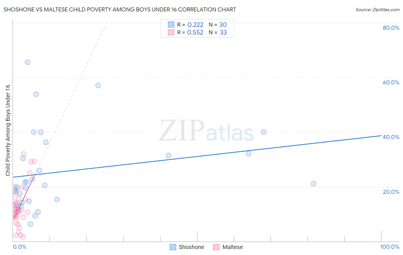 Shoshone vs Maltese Child Poverty Among Boys Under 16
