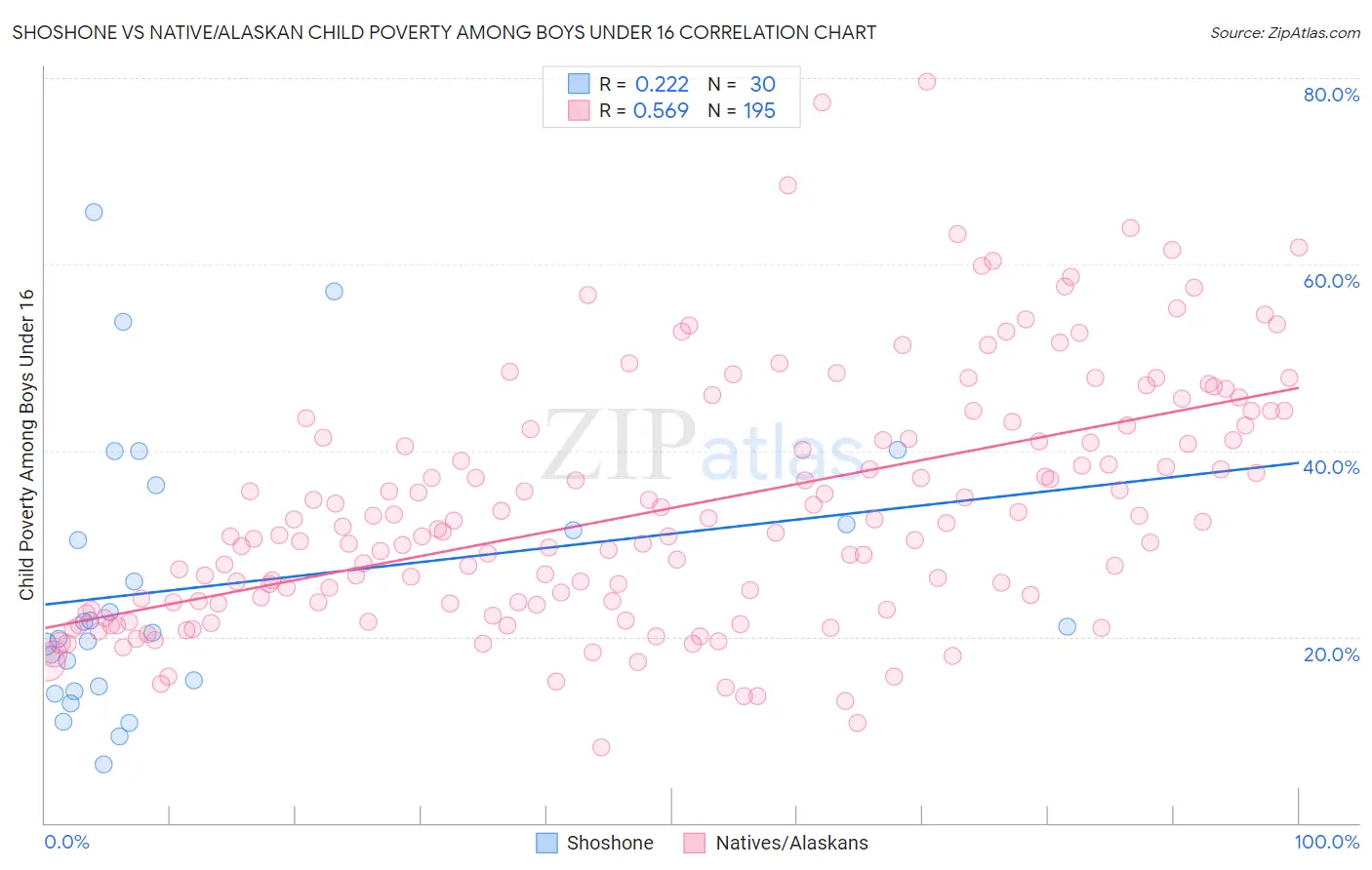 Shoshone vs Native/Alaskan Child Poverty Among Boys Under 16